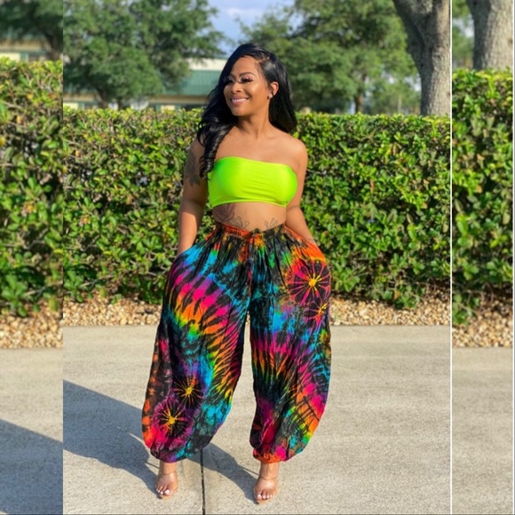 Tye Die Harem Pants -Black Rainbow - Picture 6 of 10